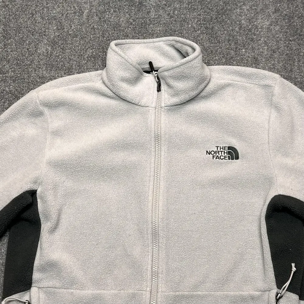 The North Face Jacket Mens Medium Gray Fleece Full Zip Colorblock Pockets Hiking